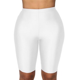 PESION - Pantalones cortos de yoga para mujer con licra sexy, Blanco, X-Large