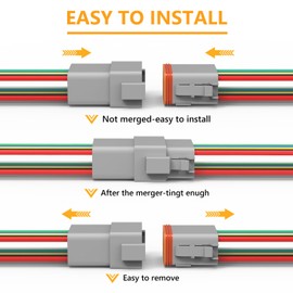Newdeli Deutsch 12 Pin Connector Kit Waterproof Electrical Connector 16 AWG Male and Female Automotive Wire Connectors for Car Truck Boat, Dt Connector 1 Sets