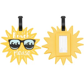 Mayski 2 Pack Luggage Tags for Suitcases, Travel Suitcase Tags for Summer Beach, Cute Bag Tags with Loop (Sun)