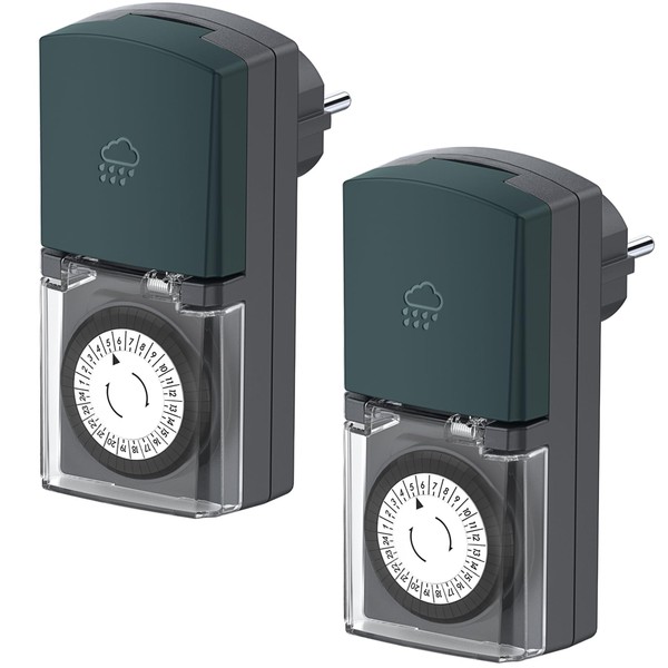 G-Homa Outdoor Timer, Set of 2, 24-Hour Mechanical Timer Socket,