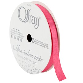 Offray 148738 3/8" Wide Grosgrain Craft and Decorative Ribbon, 21-Foot Spool, Pink