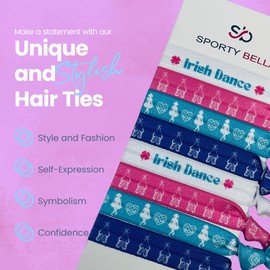 Sportybella Irish Dance Hair Ties, Dance Gift, Dance Hair Accessories For Girls, No Crease, No Tug Elastic Hair Ties Set. Ponytail Holders for Irish Step Dancers, Dance Team, Recital Gifts 7pcs.