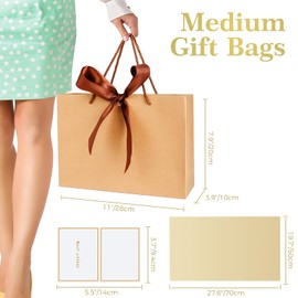 Gfractolux Gift Bags for Present, 2 Pcs Medium Gift Bags for Women Men with Tissue Paper and Cards, Gift Bags for Birthdays, Baby Shower, Wedding, Party, Holiday Presents 11"X7.9"X3.9"