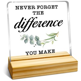 Never Forget The Difference You Make Acrylic Desk Decoration,Retirement Gift for Woman,Thank You Gifts for Mentor Teacher,Farewell Going Away Goodbye Gifts for Men Coworker