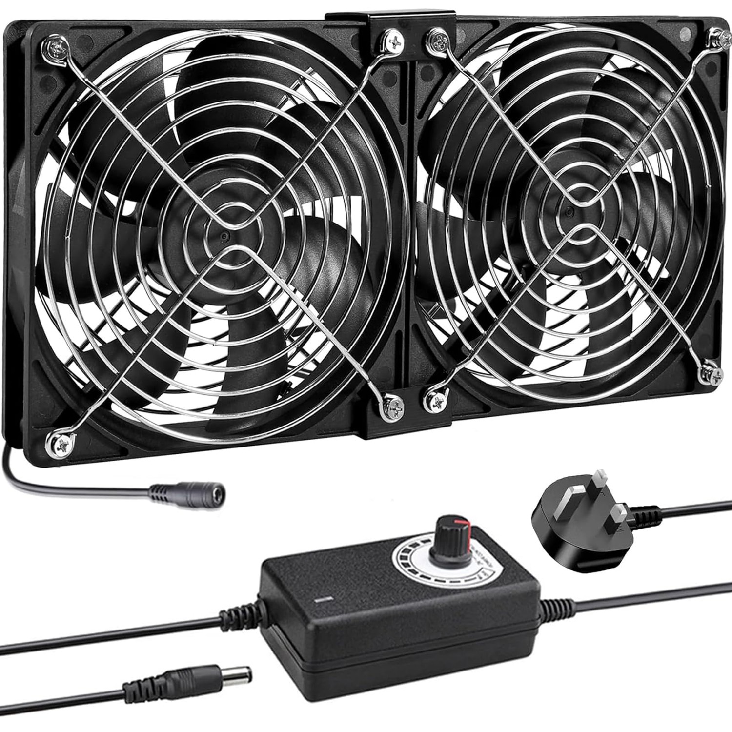 Joycabin 2 x 120mm Computer Fan, Computer Cooling Fan with AC Plug 220V ...