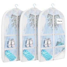 Dance costume bag, foldable and portable 40 "dance costume dancer costume bag, stronger zippered dance costume bag (White)