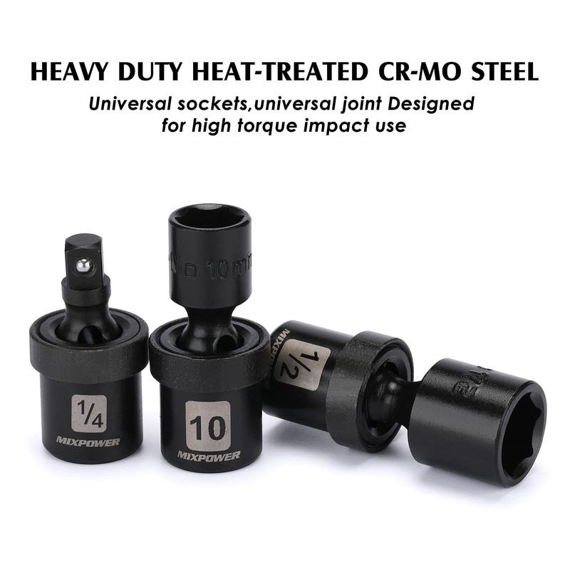 MIXPOWER 86PCS 1/4" Drive Master Impact Socket Set, Universal/Deep/Standard/Torx/Inverted Torx