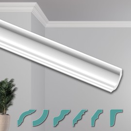 HEXIM O Ceiling Moulding Modern XPS Polystyrene White, 2 Metres Stucco Moulding Sytrop Cornice Moulding (2 Metres Ceiling Moulding ZG22)