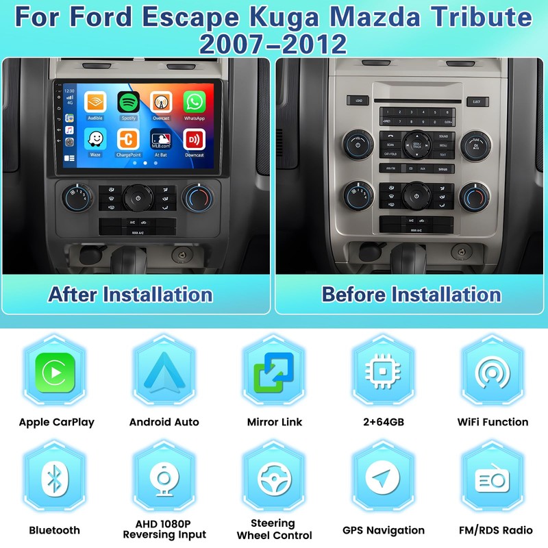 2+64GB Android Car Stereo for Ford Escape Kuga Mazda Tribute