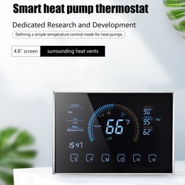 WiFi Smart Heat Pump Room Thermostat Temperature Controller 4.8 Inch Color LCD Screen Programmable Touch Control/ Mobile APP/ Voice Control Compatible with Alexa/ Home for Home Office Hotel