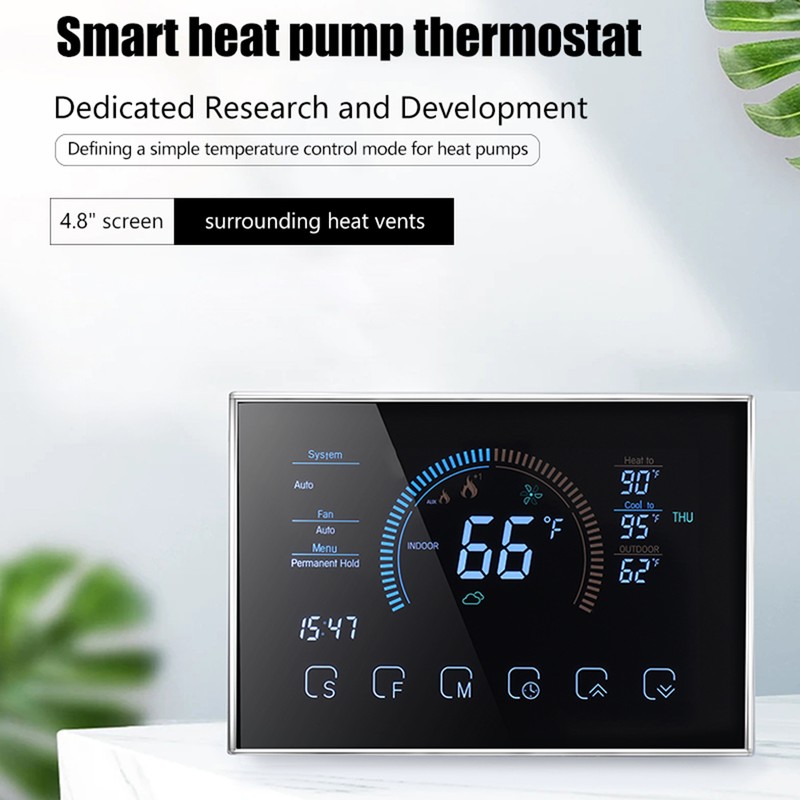 WiFi Smart Heat Pump Room Thermostat Temperature Controller 4.8 Inch