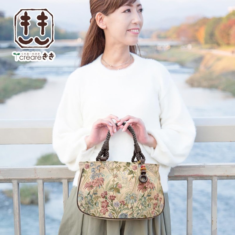 Creareki GO-13n Women's Tote Bag, Lightweight, Zippered, Kimono, Made in