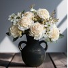 Artificial Flowers with Vase, Faux Rose Centerpiece in Terracotta, 15