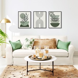 Dazzlewall Sage Green Boho Wall Decor Poster Abstract Geometric Wall Poster for Bedroom Living Room 12x16 in Unframed Set of 3