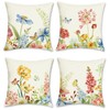 Bonhause Garden Floral Pillow Covers 18x18 Set of 4 Flower