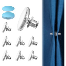 QZKJQDD 8 Pcs Magnetic Curtain Clips, Removable Round Curtain, Magnetic Holdback Button Pins to Prevent Light Leakage Magnetic Magnets Weights Buckle for Home Bedroom With 8 Magnetic Plates