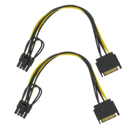 YiKaiEn 2 Packs SATA 15 Pin to 8 Pin (6+2 Pin) Male Video Card Power Supply Cable 8.6inch 22cm