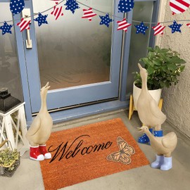 Foilswirl 3 Pack 4th of July Porch Decor Patriotic Duck Figurines Duck Statue Resin Rustic Yard Signs Red White and Blue Decoration Lawn Ornaments for Independence Day USA Home Decor, 3 Sizes