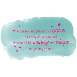 Set His Goals As Early As He Can Inspiring Sayings Quotes Mantra Motto Proverb Wall Art Sticker Designs Decors Vinyl Stickers for Home House Walls Rooms Window Bedroom Decoration Size (28x24 inch)