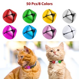 Jingle Bells for Crafts,1 Inch Large Multicolored Jingle Bells Bulk, 8 Colors Decorative Bells for DIY Christmas Festival Home Wreath Decorations, 50 Pcs