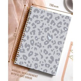 iampanda Spiral Journal Notebook,Strong Twin-Wire Binding with Premium Paper for Girl Women,Luxury Cheetah 60 Sheets A5 College Ruled Notebook/Journal,Perfect for School Office Home Gifts,Gray Leopard