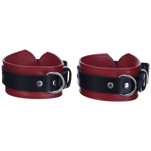 Strict Leather Deluxe Black and Red Locking Ankle Cuffs