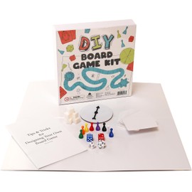 DIY Board Game Kit - Make Your Own Board Game Kit with Double-Sided Blank Game Board, Blank Box, Game Pieces, and Accessories