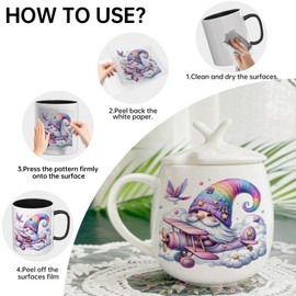 XRTHGS 24PCS UV DTF Cup Wrap for Mugs UV DTF Transfer Paper DIY Crafts can be Used for Mugs, Glasses, laptops, Thermos Cups, etc (Rainbow Star Gnome)