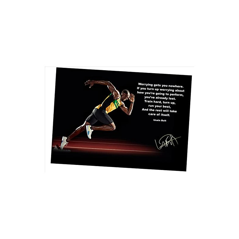 USAIN BOLT INSPIRATIONAL/MOTIVATIONAL WORRY GETS YOU NOWHERE POSTER/PRINT/PICTURE