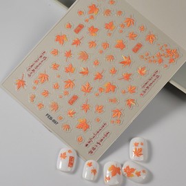 Fall Nail Stickers 5D Embossed Nail Decals Maple Leaf Nail Art Stickers Self-Adhesive Nail Design Thanksgiving Manicure Decoration for Women