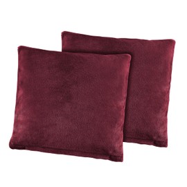 BaSaTex Plush Cushion Cover in Double Pack, Cashmere Touch Pillowcase, Fleece Sofa Cushion, Couch Cushion, 100% Microfibre, 2 x 80 x 80 cm, Bordeaux