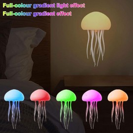 Jellyfish Bedside Table Lamp, Small RGB Gradient Led Light with Voice Control, 9 Flexible Tentacles, Hanging Standing Jellyfish Nightstand Lamp for Bedroom