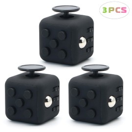 Appash Fidget Cube 3PCS Stress Anxiety Pressure Relieving Toy Great for Adults and Children[Gift Idea][Relaxing Toy][Stress Reliever][Soft Material](3Black&Black)