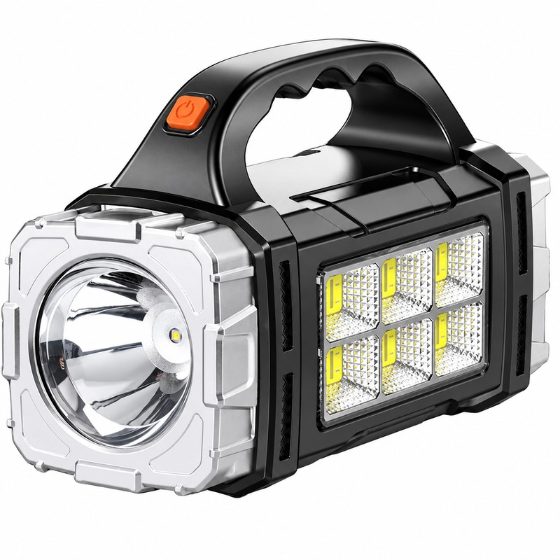 USB & Solar Rechargeable LED Flashlight with COB Side Light