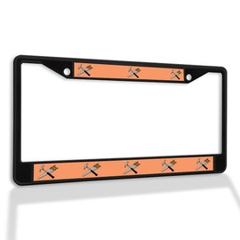Fastasticdeals Metal Insert License Plate Frame Saw and Hammer Weatherproof Car Accessories Black 2 Holes Solid Insert