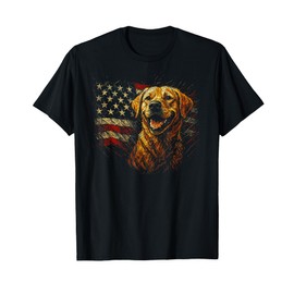 Merica Labrador Retriever American Flag 4th July USA Lab Dog T-Shirt