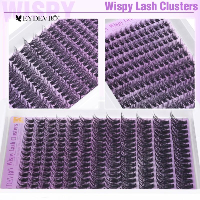 EYDEVRO Wispy Cluster Lashes Natural Lashes Individual Clusters 9-18mm 192