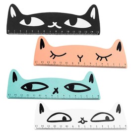 Juguta 4 St.Holz-Lineal Mess-Werkzeug Lineal, Kätzchen-Muster, für Kinder Schüler Büro, Einzigartige Grundschule Geschenke, Schulanfänger