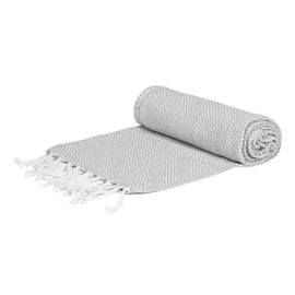 Nicola Spring Turkish Cotton Bath Towel - 172 x 90cm - Light Grey - Pack of 1 - Lightweight & Absorbent Large Adults Drying Chevron Beach Towel Bathroom Gym Cloth Sauna Hammam Shower Sheet