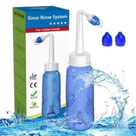 DOXUNGOO 300ml Yoga Nasal Botella.Irrigador nasal.Botella de lavado nasal .Kit de Lavado Nasal y Sinusal.Botella Rhinitis alérgica Tratamiento Para Adultos & Niños- Botella Para limpieza de nariz