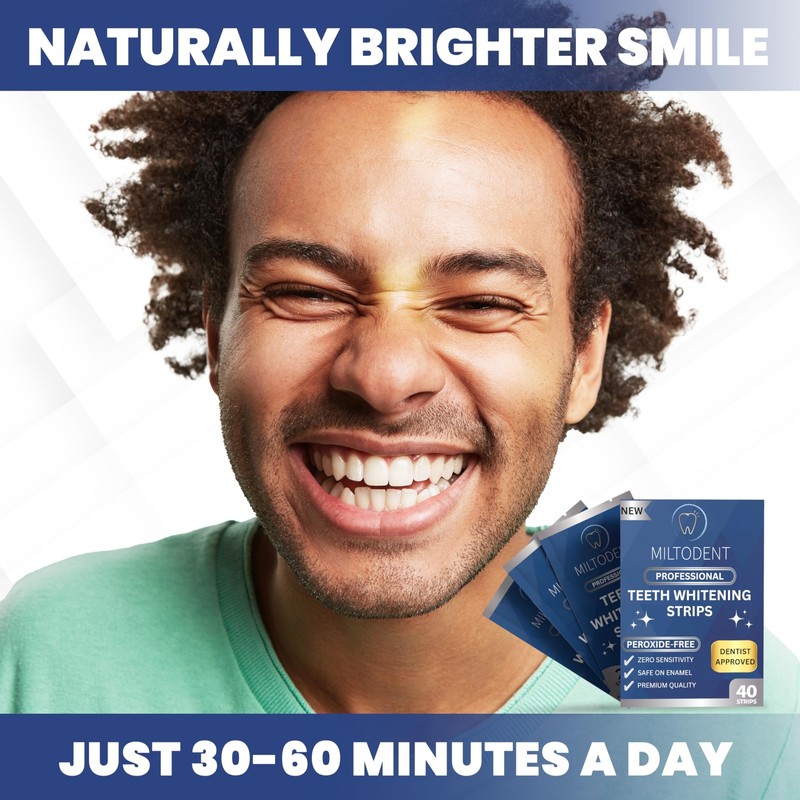 MILTODENT Sensitive Teeth Whitening Strips (40pcs) - White Strips for