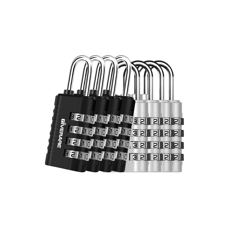 8 Pack Combination Lock, 4-Digit Padlock Keyless, Resettable Metal Luggage