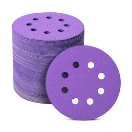 Bates- Sanding Discs 5 Inch 8 Hole, 100 Pack, Assorted Grits 80 120 240 320 600, Purple Sanding Pads, Hook and Loop Sanding Disc, 8 Hole Sanding Discs, Round Sandpaper Discs
