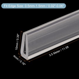 uxcell U Channel Edge Trim, 11.5ft Length Rubber Guard Seal Strip Edge Protector Fit for 0.5-1.5mm Edge, (25/64" W x 5/32" H) Clear