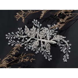 Alilang Silver Tone Bridal Clear Czech Crystal Rhinestone Beads Rustic Hair Accessory, One Size, 1 Piece