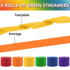 Oun Nana Crepe Paper Streamers 6 Rolls Rainbow Streamers 2.2 Inches 738 Feet, Streamers Party Supplies for Birthday, Wedding, Baby Shower, Bachelorette Party, Graduations Decorations, DIY Crafts