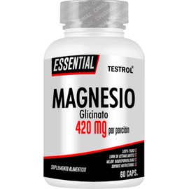 Magnesio Glicinato Essential 420mg TESTROL – Alta Absorción | Apoyo Muscular, Sueño y Equilibrio Electrolítico – 60 Cápsulas