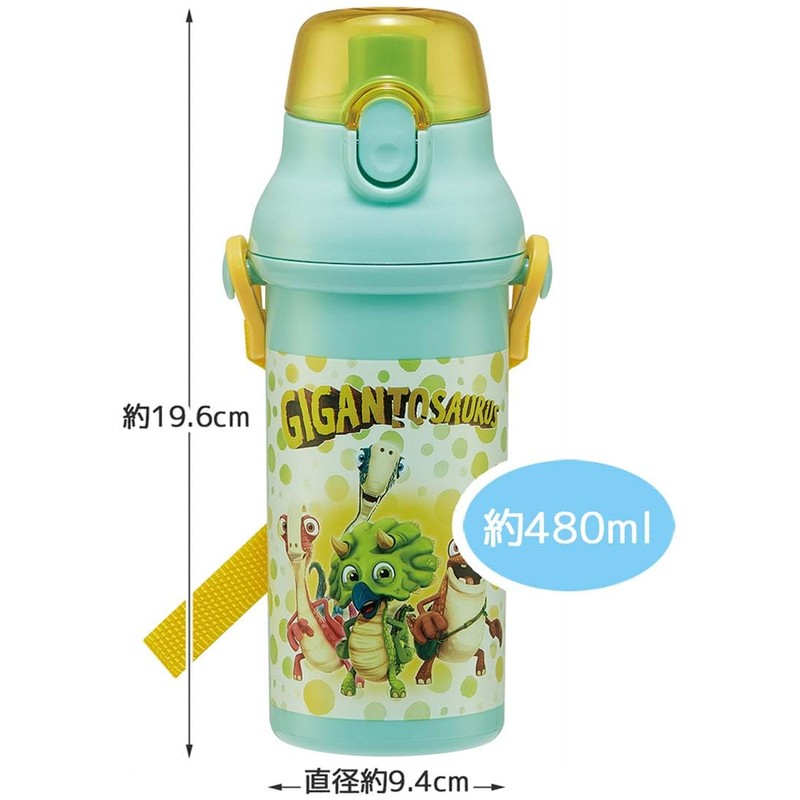 Skater Children's Plastic Water Bottle 480ml One-Push Open/Close Antibacterial Child-Friendly