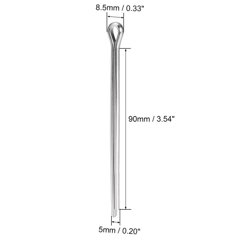 sourcing map Split Cotter Pin - 5mm x 90mm 304