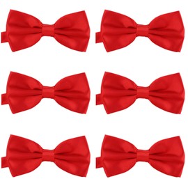 DonDon Set of 6 Men's Bow Ties 12 x 6 cm Tied and Adjustable Length, red